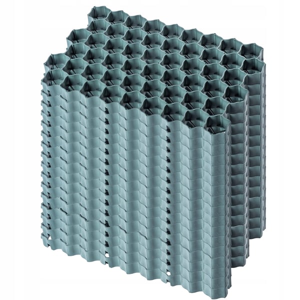Geocell Markgitter - Græsarmeringsplade - 60 x 40 x 4 cm - Sæt 16 stk - Til Parkeringsplads & Indkørsel - Til Grus & Græs - Drænende