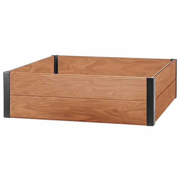 Plantekasse/Blomsterkasse til haven - Kvadratisk - 106 x 106 cm - Til udendørs brug - Brun