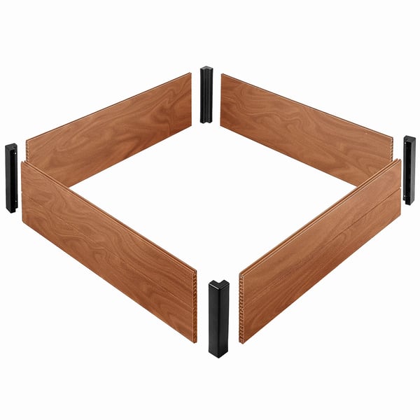 Plantekasse/Blomsterkasse til haven - Kvadratisk - 106 x 106 cm - Til udendørs brug - Brun
