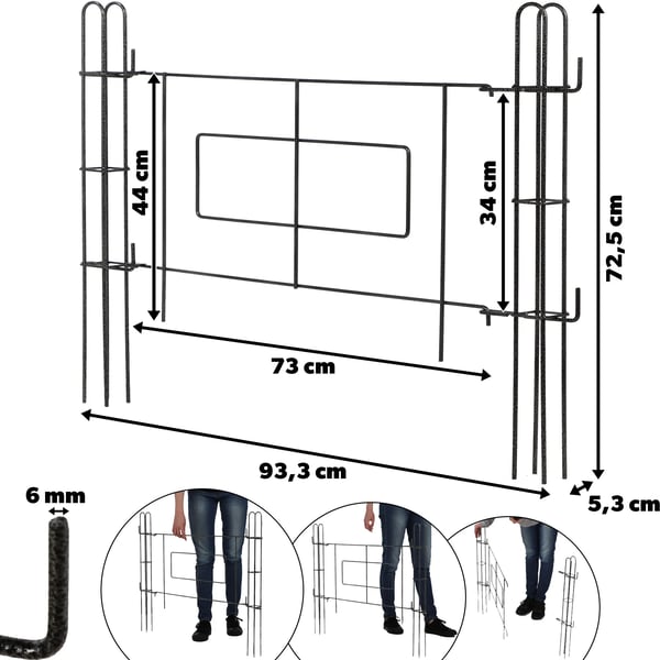 Hegnslåge - Metal panellåge - Til flade stolper - 93 x 72 cm - Sort