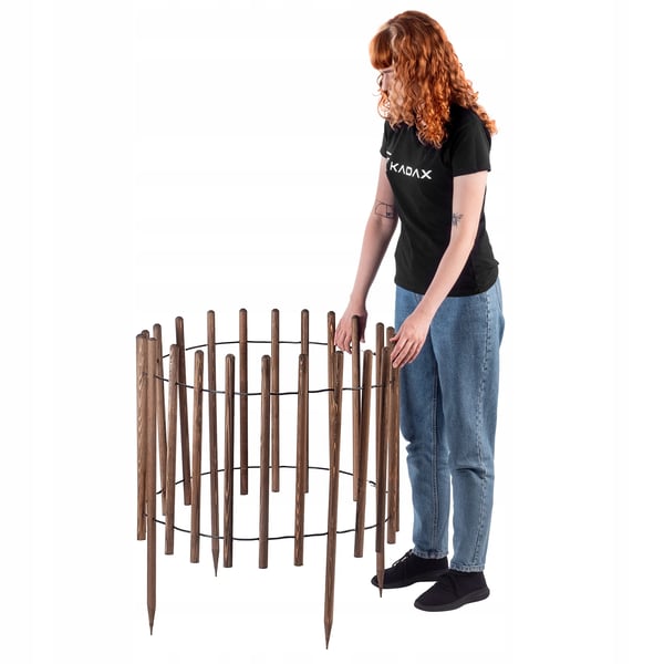 Havepalisade - Plænekant - 230 cm Længde - Rundet - Træ - Nedslås i jorden - Brun