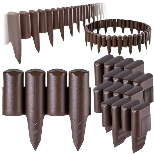 Havepalisade - Plænekant / Bedkant - 10 m rulle - Plast - Brun