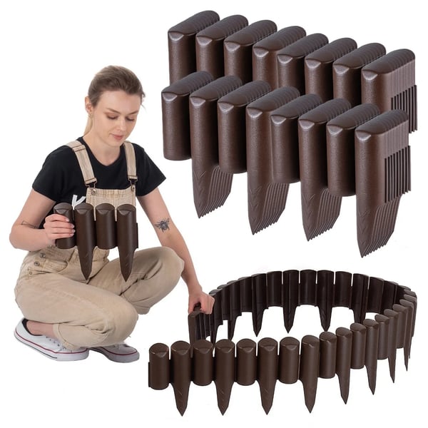 Havepalisade - Plænekant / Bedkant - 10 m rulle - Plast - Brun