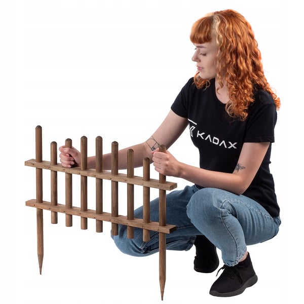 Havepalisade - Træ bedkant/hegn - Fyrretræ - 60 x 35 cm - Til blomsterbede - Brun