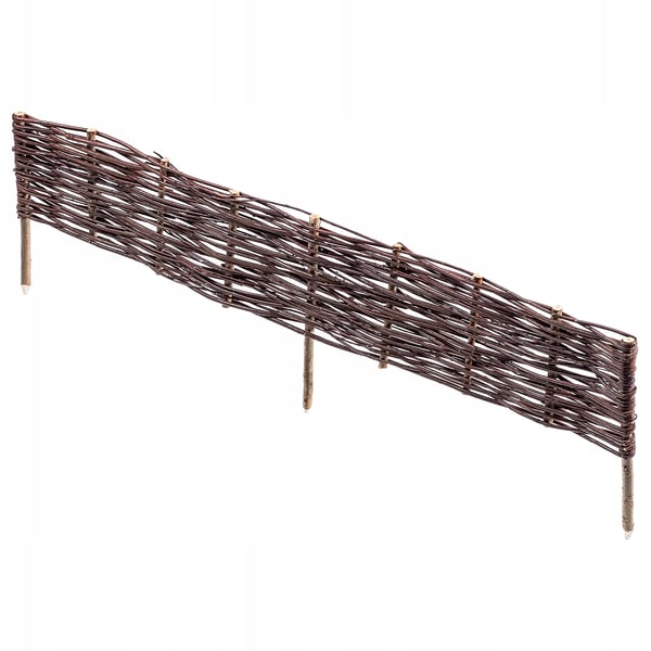 Havepalisade græskant - Kanthegn - 120 x 40 cm - Flettet rattanlook - Høj model - Brun