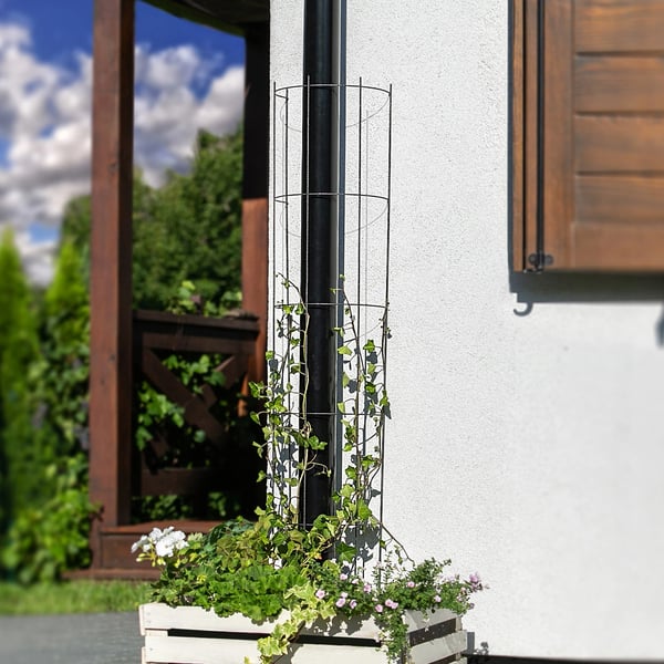 Rosespalier og plantestøtte til haven - Metal søjle - Højde 120 cm - Sort