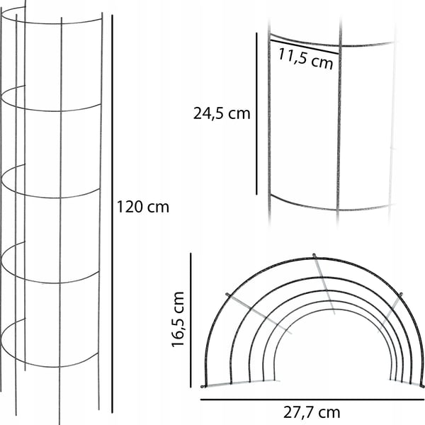 Rosespalier og plantestøtte til haven - Metal søjle - Højde 120 cm - Sort