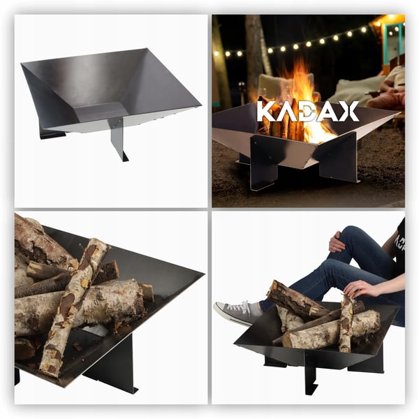 Have bålfad - Ildskål 56 cm - Stål med grillrist - Til bål og grill - Stor skål - Sort