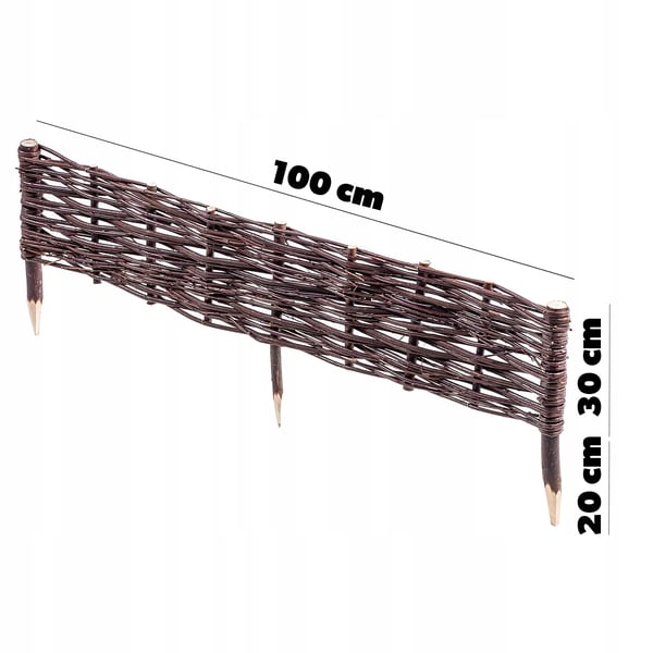 Havepalisade - Plænekant - Fletlook - 100 x 30 cm - Brun