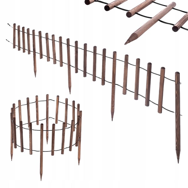 Havepalisade - Plænekant/bedkant - Længde 185 cm - Brun
