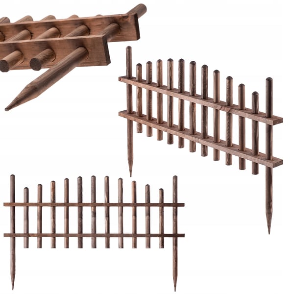 Havehegn - Træpalisade - Fyrretræ - 85×35 cm - Bedkant - Plænekant - Brun