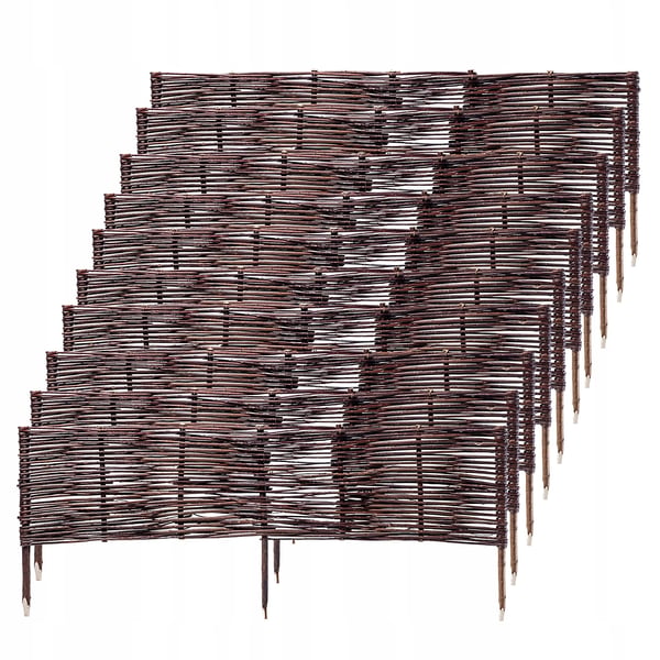 Havepalisade - Plænekant - Rattanlook - 100 x 40 cm Paneler - 10-pak - Brun
