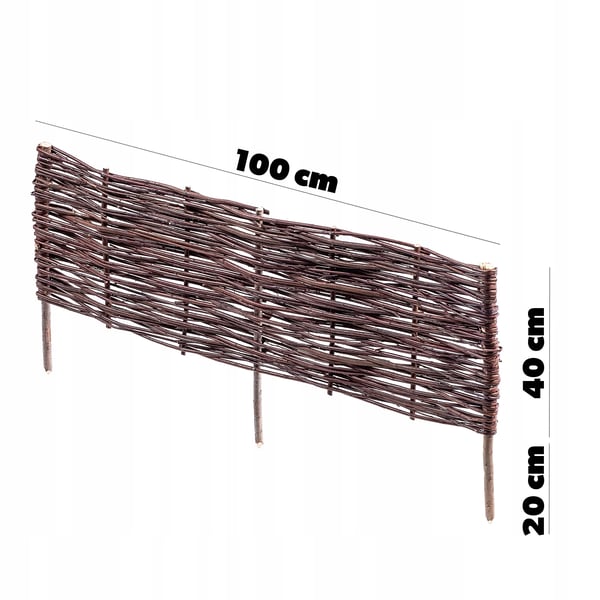 Havepalisade - Plænekant - Rattanlook - 100 x 40 cm Paneler - 10-pak - Brun