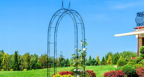 Havepergola - Metal rosenbue espalier - Højde 281 cm - Til klatreroser og planter - Robust konstruktion - Sort