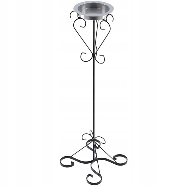 Utomhusaskkopp - Fristående trädgårdsaskkopp - Massiv metall - Retrodesign - Svart