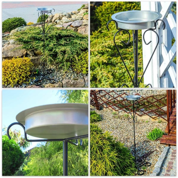 Udendørs askebæger - Fritstående haveaskebæger - Massivt metal - Retrodesign - Sort