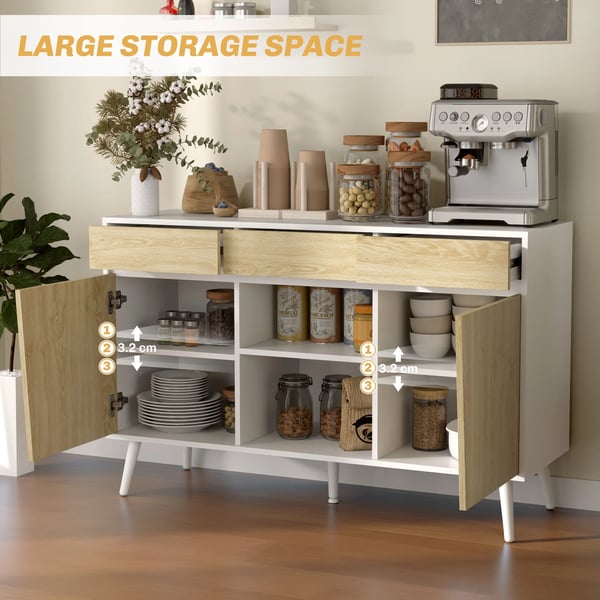 Skänk - Vardagsrumsskåp/TV-bänk - 2 Dörrar - 3 Lådor - Hyllor - Fristående - 120×39×77 cm
