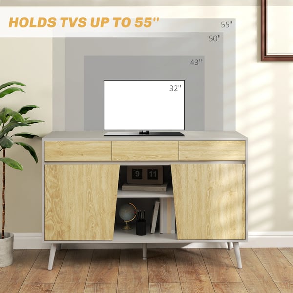 Skänk - Vardagsrumsskåp/TV-bänk - 2 Dörrar - 3 Lådor - Hyllor - Fristående - 120×39×77 cm
