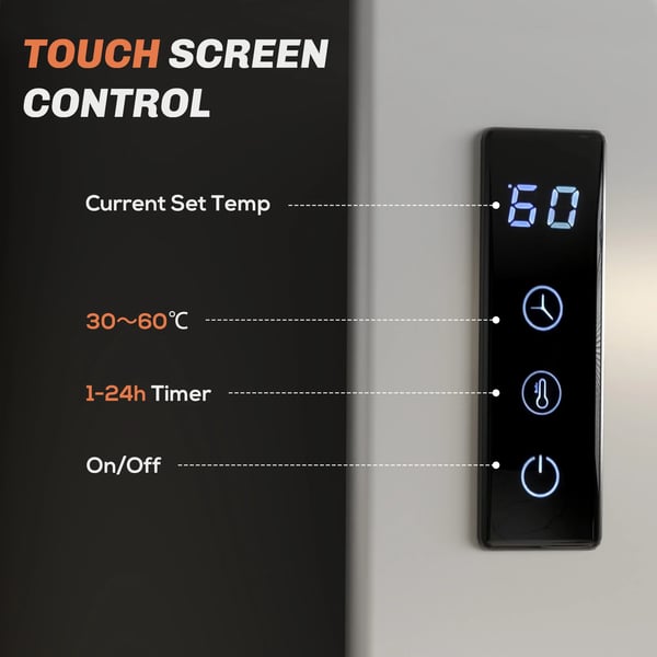 Elektrisk handdukstork - Handduksradiator för vägg - 130 W - Aluminium - Wi‑Fi-styrning - Pekskärm för temperatur