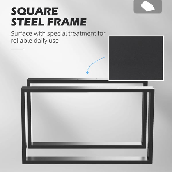 Set med 2 rektangulära bordsben i stål - Möbelben - Ram 70×41 cm - För DIY-möbler och bord - Industriell stil