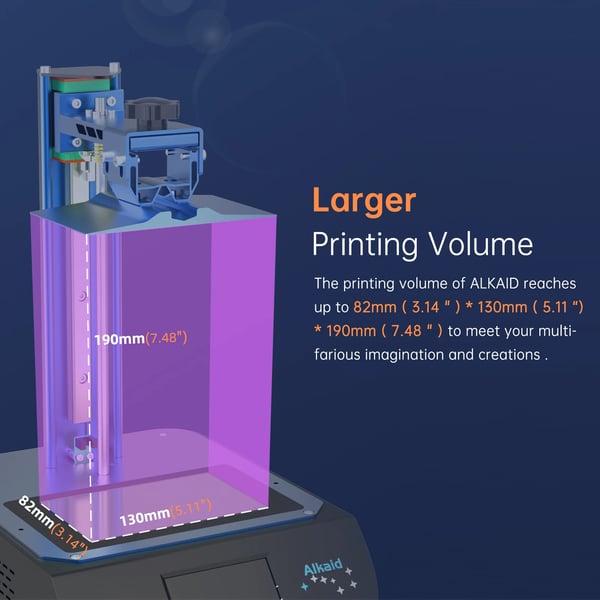 Alkaid - Resin 3D-printer - 405 nm UV-matrix - Z-akse lineær styreskinne - Bluetooth - Hurtig varmeafledning - CE-godkendt - Sort