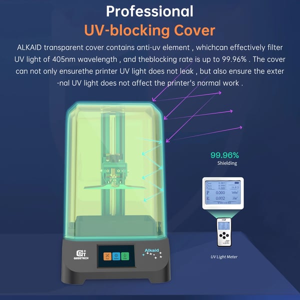 Alkaid - Resin 3D-printer - 405 nm UV-matrix - Z-akse lineær styreskinne - Bluetooth - Hurtig varmeafledning - CE-godkendt - Sort