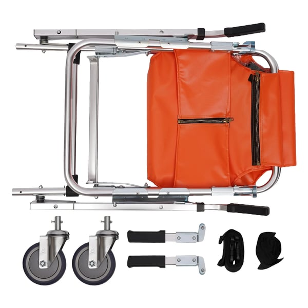 Evakueringsstol - Trappebåre - 2 Hjul - Sammenklappelig - Bæreevne op til 160 kg - Orange