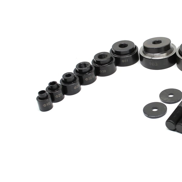 Hydraulisk hulstansesæt - SYK-15T 10 - 15 t - 10 matricer 16–101 mm - Til metal/stål/plast - 3,5 mm max pladetykkelse - 25 mm slag - Gul