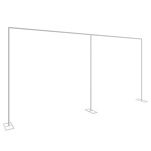 Baggrundsstativ - Pipe & Drape Sæt - Kraftigt Metal - 6 m x 3 m - Gardinramme - Pensionsfest - Hvid