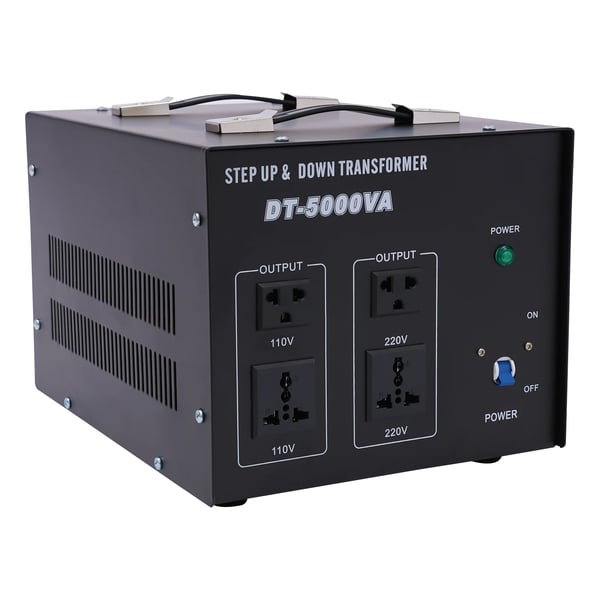 Spændingsomformer - Step-Up/Step-Down Transformator - 5 kVA - 4500 W - 2x US + 2x EU Udtag - 1 m Strømledning - Indigo