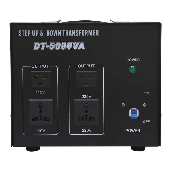 Spændingsomformer - Step-Up/Step-Down Transformator - 5 kVA - 4500 W - 2x US + 2x EU Udtag - 1 m Strømledning - Indigo
