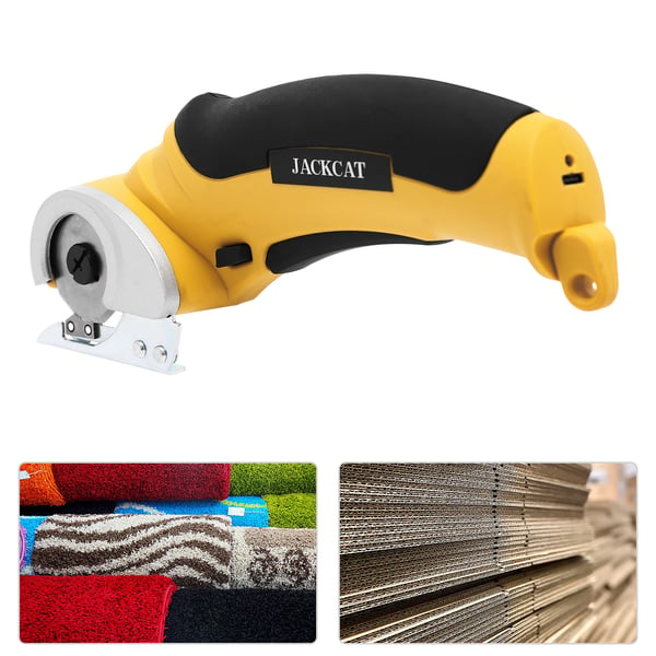 Trådløs elektrisk saks - Mini cutter - 240 o/min - Maks 6 mm - Lavt støjniveau - Wolfram- og rustfrit stålblad - EU-stik - Gul/sort