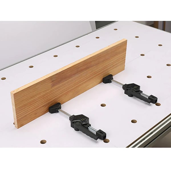MFT bordklemmer - Hurtigspænder 2 stk - Til 20 mm huller - Hurtig udløsning - Énhåndsbetjent - Klemme & spreder - Længde 260 mm - Sort