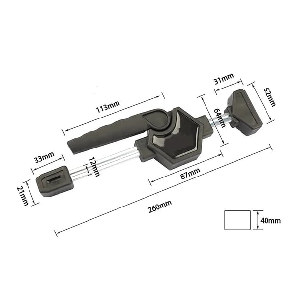 MFT bordklemmer - Hurtigspænder 2 stk - Til 20 mm huller - Hurtig udløsning - Énhåndsbetjent - Klemme & spreder - Længde 260 mm - Sort