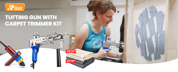 Sähköinen tuftauspistooli, 2-in-1-setti sis. kankaan ja mattotrimmerin, ruskea