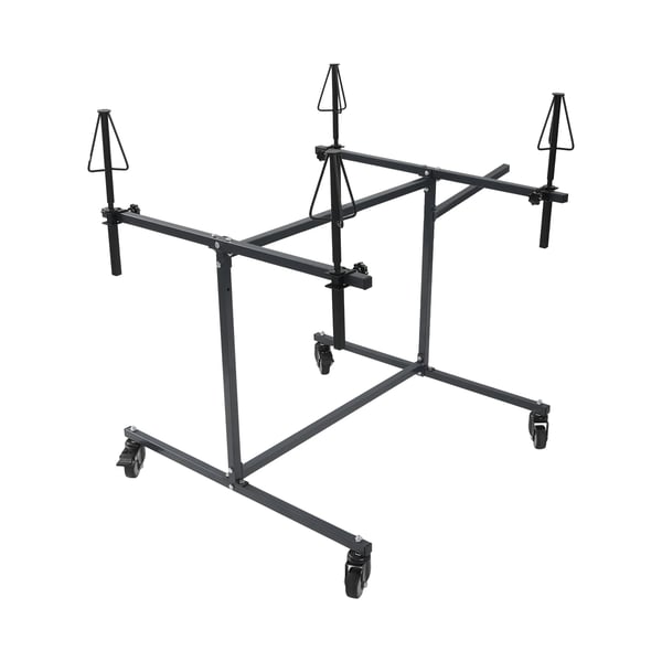 Vanteen maalausteline - Kuivausteline - 4 kartiota - 4 kääntyvää pyörää - 100 kg - Säädettävä kartion korkeus 15 cm - Sinkitty teräs - Musta
