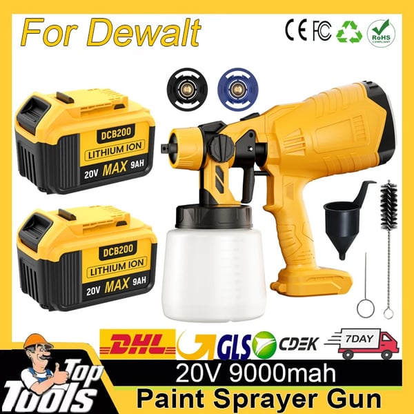 Trådløs malersprøjte, til DeWalt 20V MAX-batterier, pink, 9,0Ah-kompatibel, væg & bil