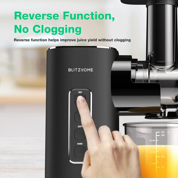 BH-JC01 - Koldpresser Slowjuicer - 2 Hastigheder - Støjsvag Motor - Kapacitet 500–1000 ml - Under 200 W - Til Frugt & Grønt