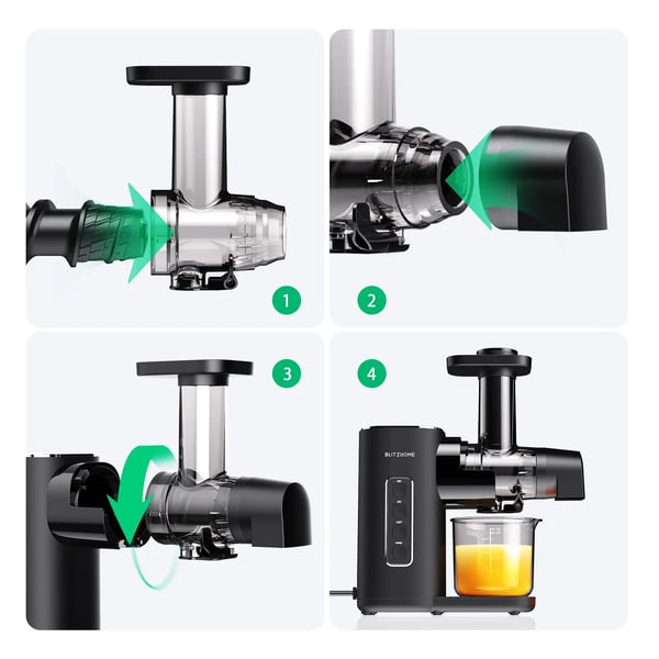 BH-JC01 - Koldpresser Slowjuicer - 2 Hastigheder - Støjsvag Motor - Kapacitet 500–1000 ml - Under 200 W - Til Frugt & Grønt