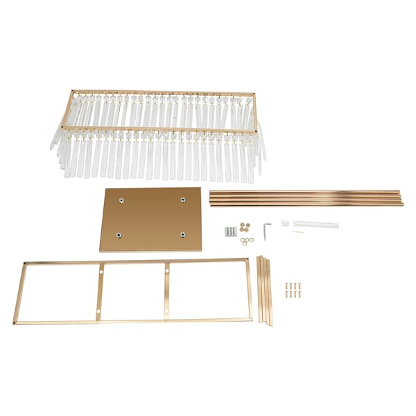Krystal blomsterstander - Bryllupsdekoration - Højde 90 cm - Hængende Prismer - Til Bord/Gulv - Jern og Krystal - Guld