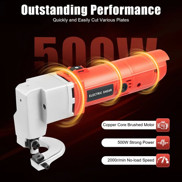 Sähköinen peltileikkuri - Metallisakset - Teho 500 W - Jännite 220 V 50 Hz - Tyhjäkäynti 2000 r/min - EU-pistoke - Materiaali Alumiini/Nylon