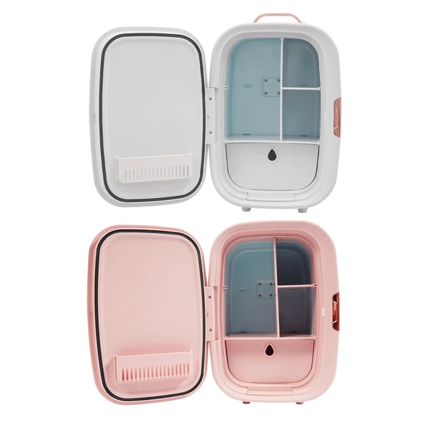 12 L mini makeup-køleskab, kosmetik-køler med køle- og varmefunktion, til hjem og bil, elfenbensfarvet