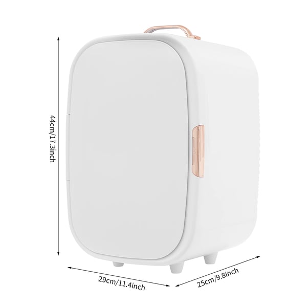 12 L mini makeup-køleskab, kosmetik-køler med køle- og varmefunktion, til hjem og bil, elfenbensfarvet