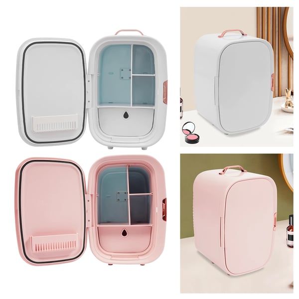 12 L mini makeup-køleskab, kosmetik-køler med køle- og varmefunktion, til hjem og bil, elfenbensfarvet