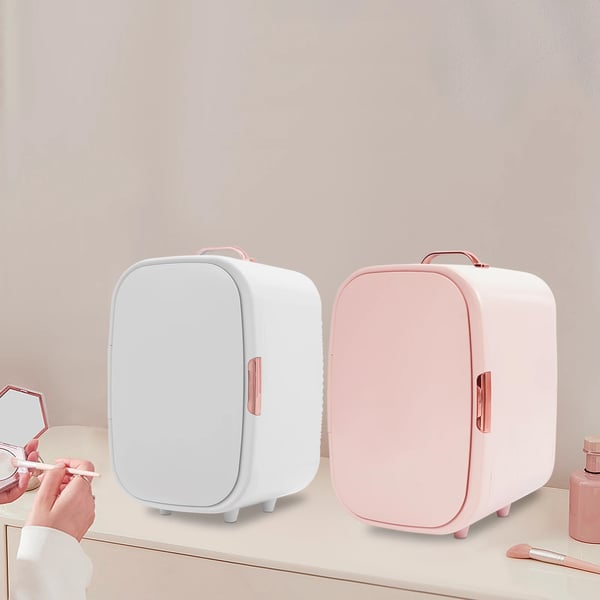 12 L mini makeup-køleskab, kosmetik-køler med køle- og varmefunktion, til hjem og bil, elfenbensfarvet