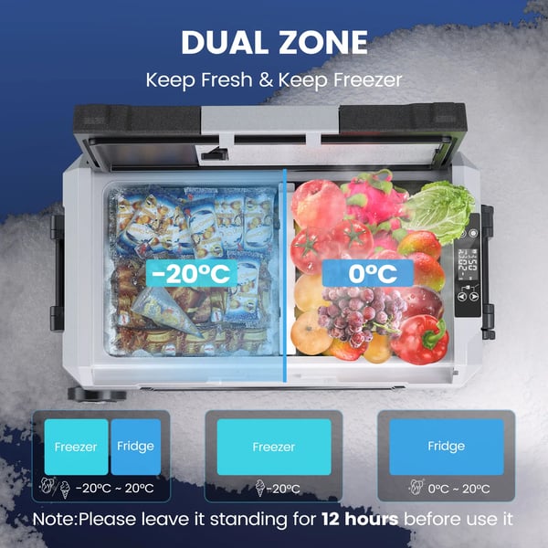 Bilkylbox Kompressor - Portabel Kyl/Frys - Kapacitet 55 l - Dubbelzon - DC 12 V - Temperatur −20°C till +20°C - Standardversion - Lila