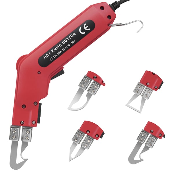 4-in-1 styroksileikkuri, kuumaveitsi 100 W (50–500 °C), sähköinen köysi- ja kangasleikkuri, 4 terää, lämpötilasäädettävä, harmaa