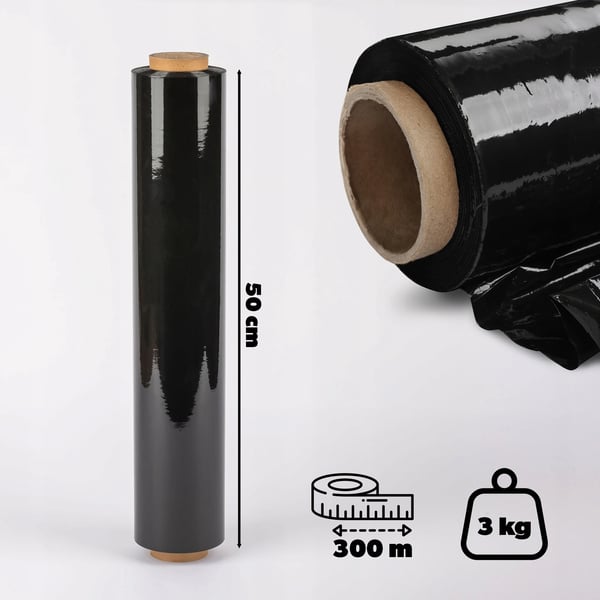 Strækfilm - Pallefolie - 2,5 kg Rulle - Ekstra Stærk XL - 6 stk. - Sort