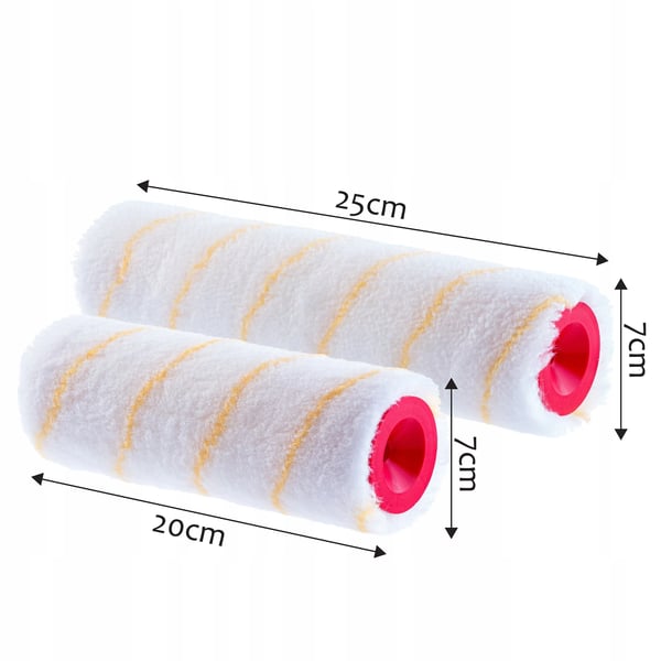 Malerrulle - Rullebetræk - Kort Luv - 2-pak - 20 cm & 25 cm - Til Glatte Overflader
