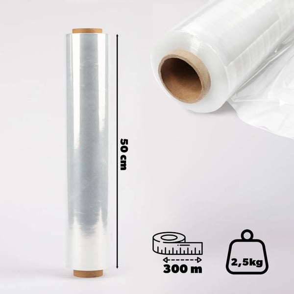 Strækfilm Pallefolie - Indpakningsfolie Rulle - XL - 2,5 kg - Ekstra stærk - Gennemsigtig